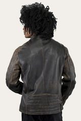 Men’s Brown Beige Leland Ombre Leather Jacket Frye For Sale