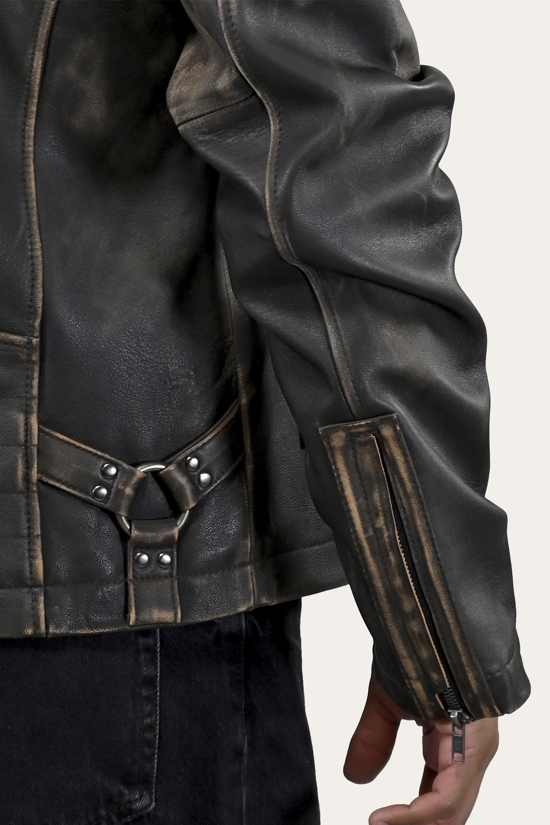 Men’s Brown Beige Leland Ombre Leather Jacket Frye For Sale