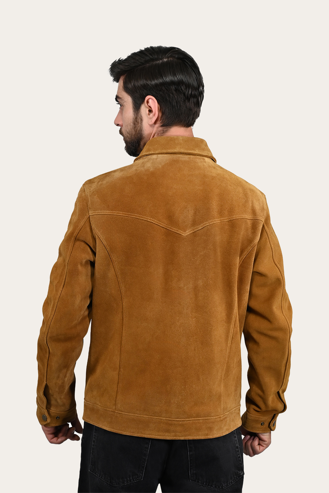 Men’s Tan Trailblazer Trucker Suede Jacket Frye Outlet