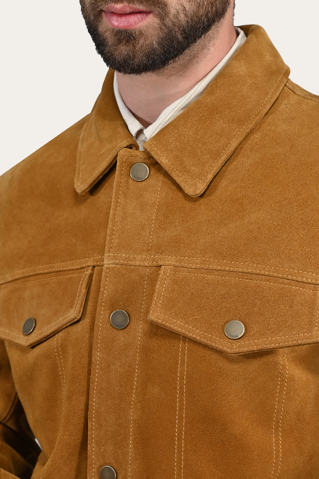 Men’s Tan Trailblazer Trucker Suede Jacket Frye Outlet