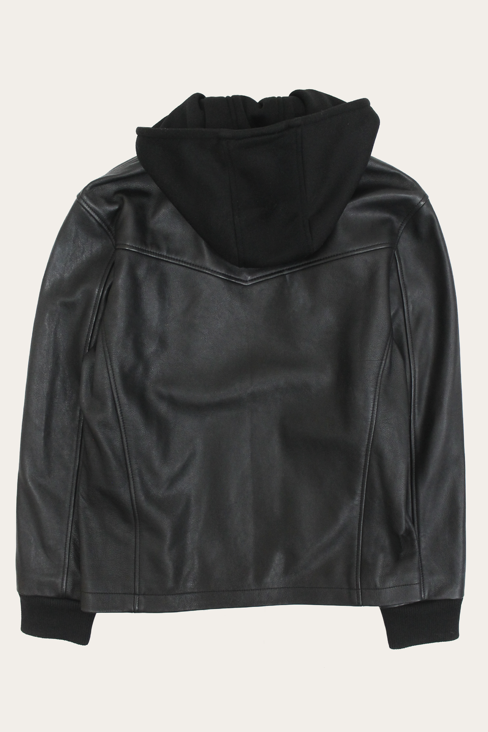 Men’s Black Saddle Racer Leather Hooded Jacket Frye USA