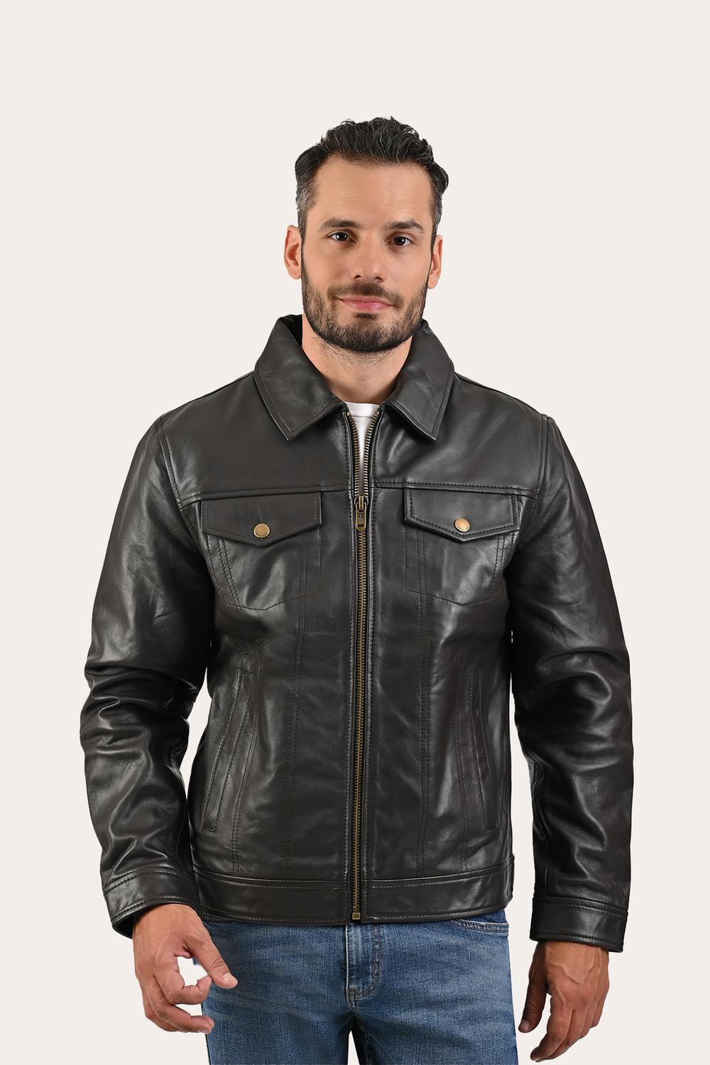 Men’s Dark Brown Kentucky Trucker Leather Jacket Frye Online