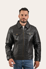 Men’s Dark Brown Kentucky Trucker Leather Jacket Frye Online