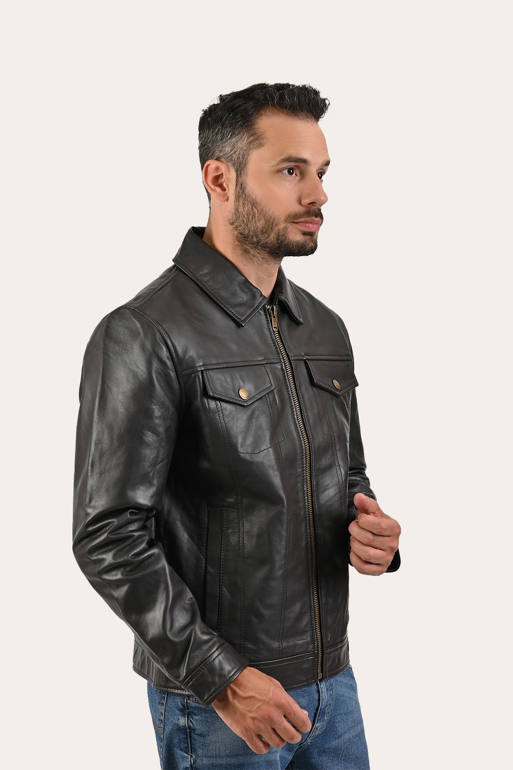 Men’s Dark Brown Kentucky Trucker Leather Jacket Frye Online