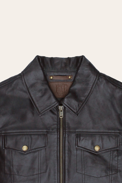 Men’s Dark Brown Kentucky Trucker Leather Jacket Frye Online