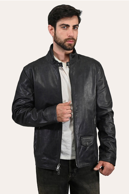 Men’s Black Lawton Modern Nappa Biker Jacket Frye For Sale