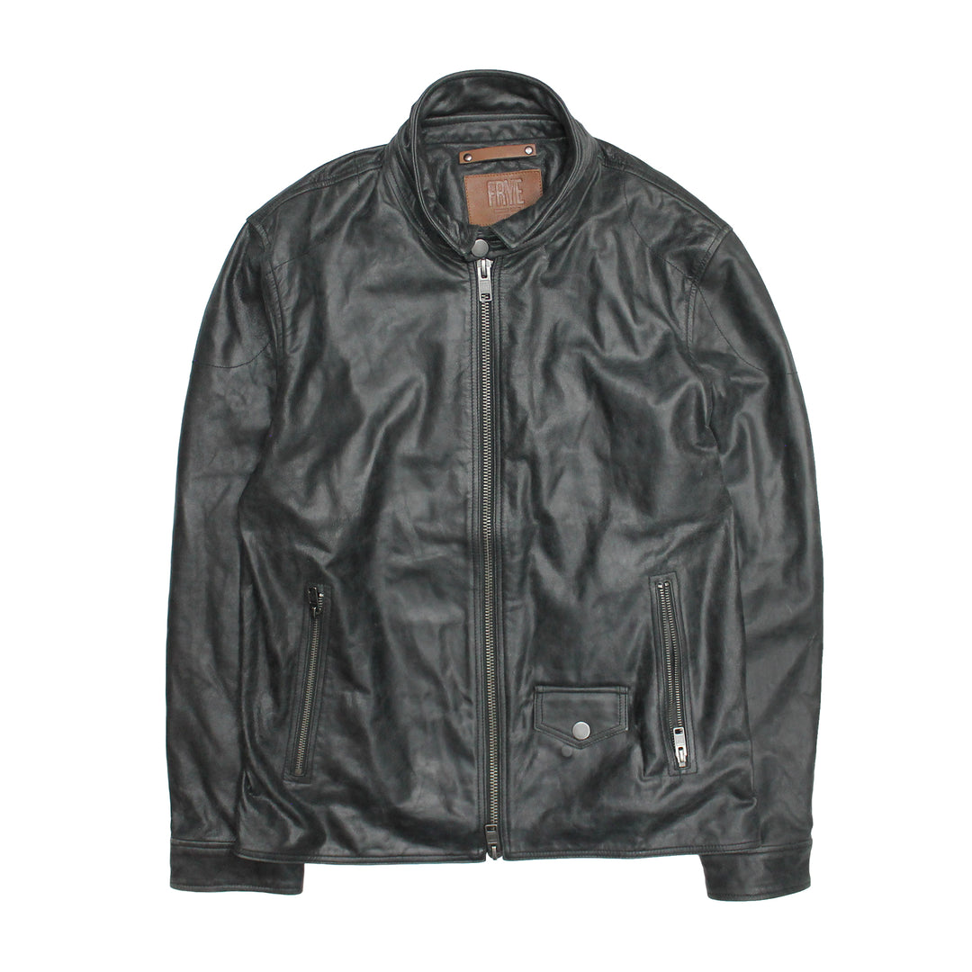 Men’s Black Lawton Modern Nappa Biker Jacket Frye For Sale