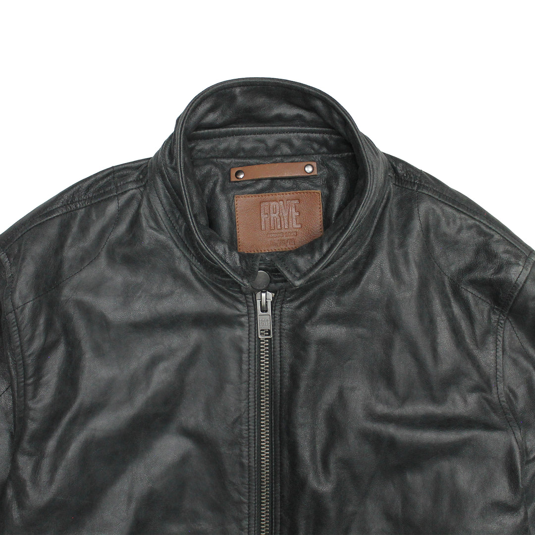 Men’s Black Lawton Modern Nappa Biker Jacket Frye For Sale