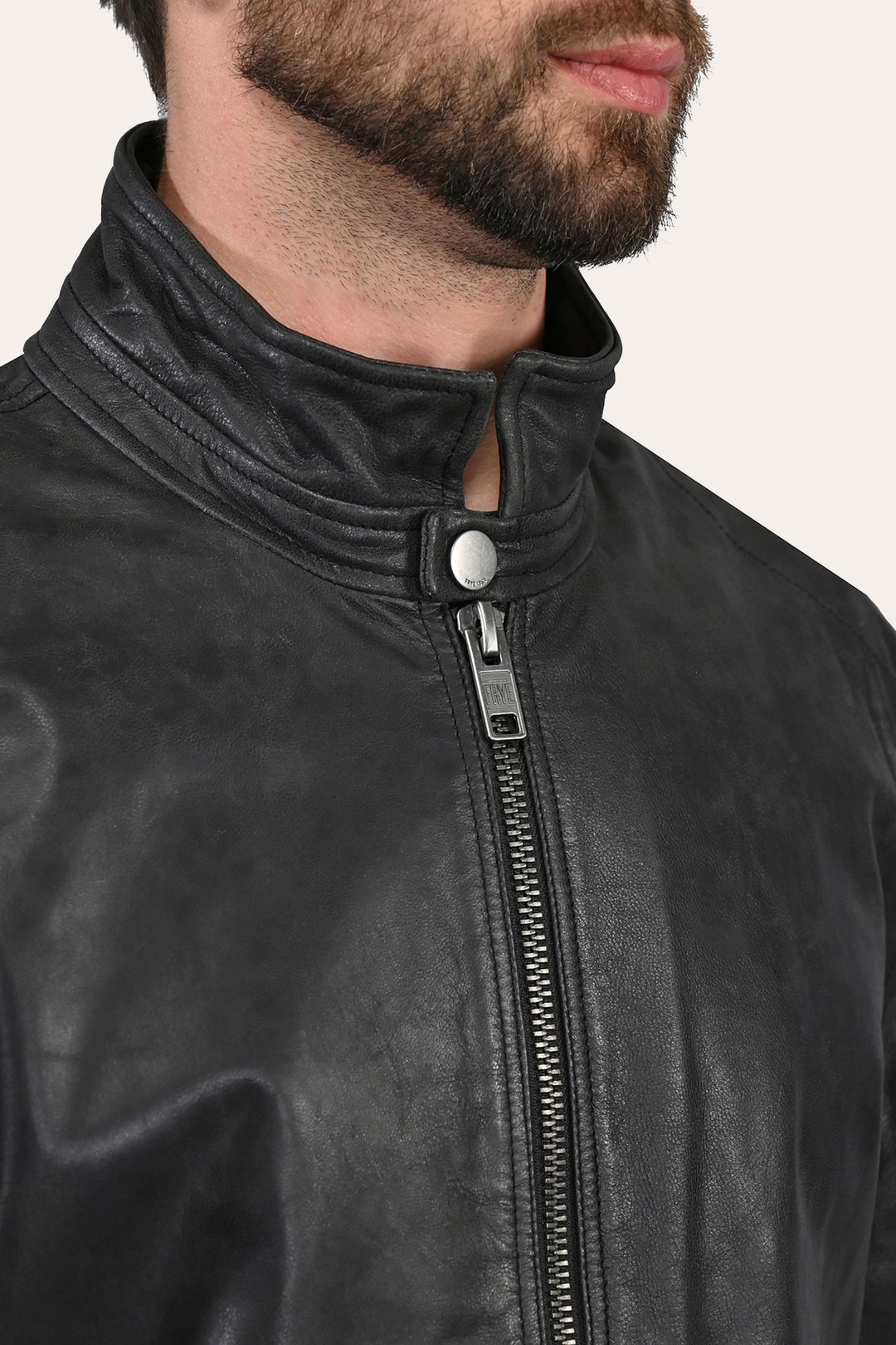 Men’s Black Lawton Modern Nappa Biker Jacket Frye For Sale