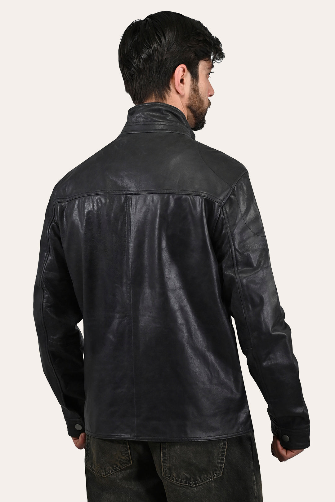 Men’s Black Lawton Modern Nappa Biker Jacket Frye For Sale