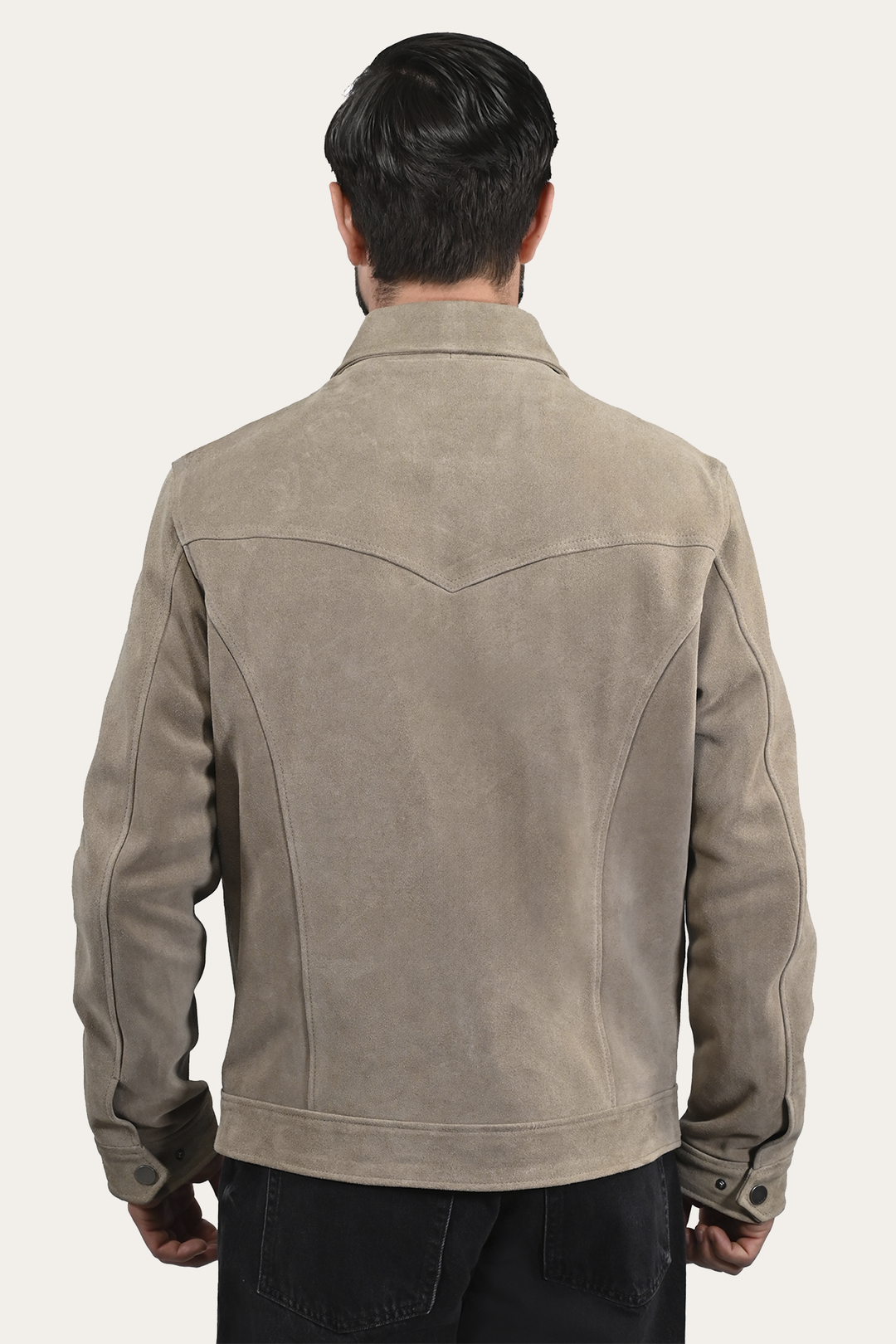 Men’s Taupe Trailblazer Suede Trucker Jacket Frye us
