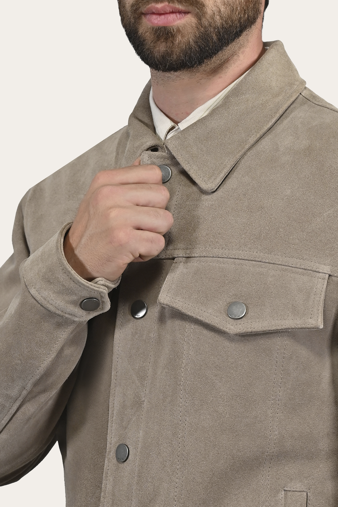 Men’s Taupe Trailblazer Suede Trucker Jacket Frye us