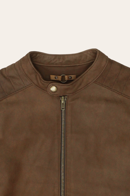 Men’s Tobacco Desert Racer Leather Jacket Frye On sale