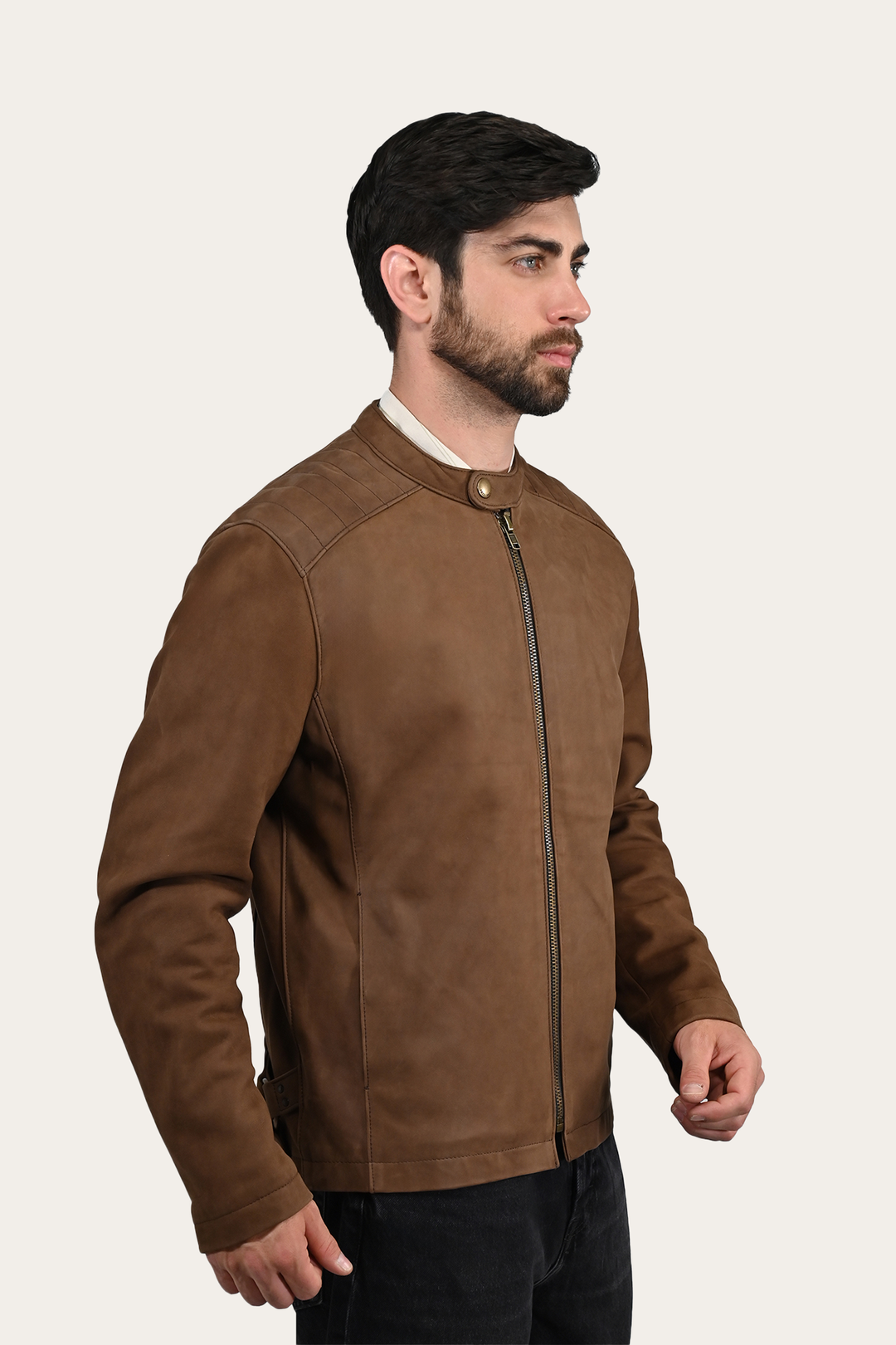 Men’s Tobacco Desert Racer Leather Jacket Frye On sale