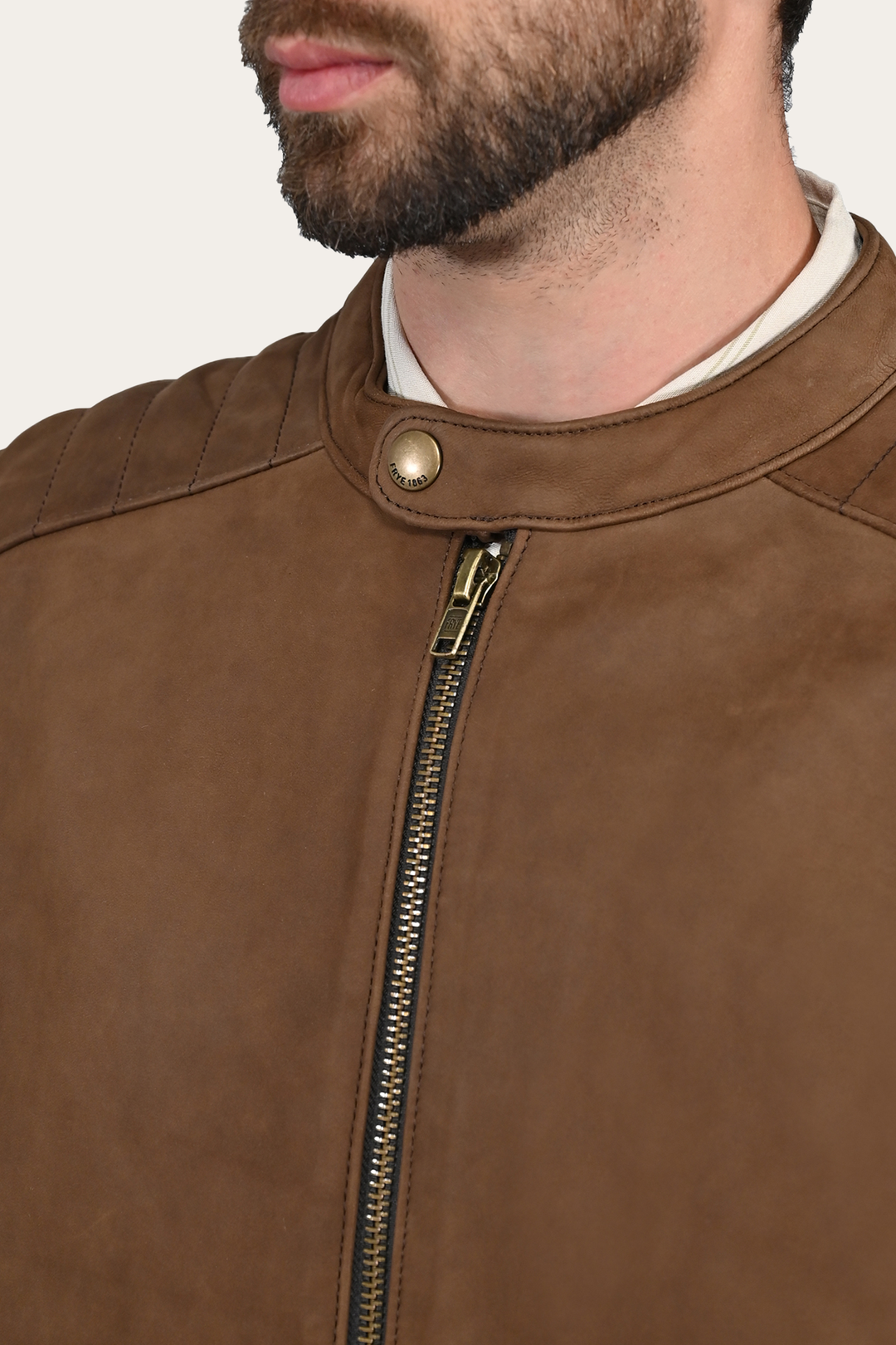 Men’s Tobacco Desert Racer Leather Jacket Frye On sale