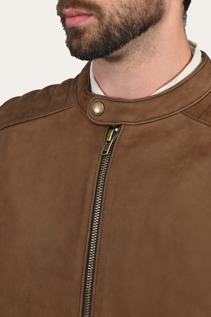 Men’s Tobacco Desert Racer Leather Jacket Frye On sale