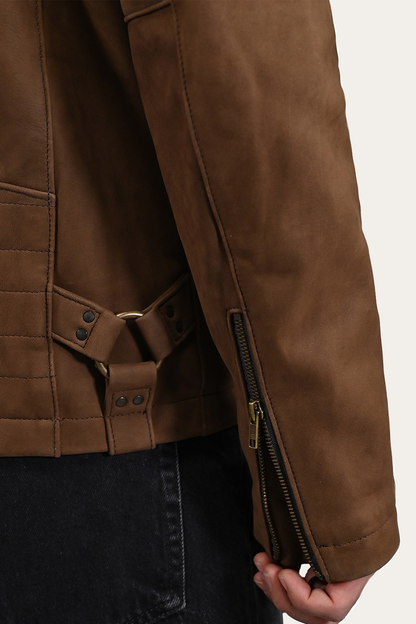Men’s Tobacco Desert Racer Leather Jacket Frye On sale