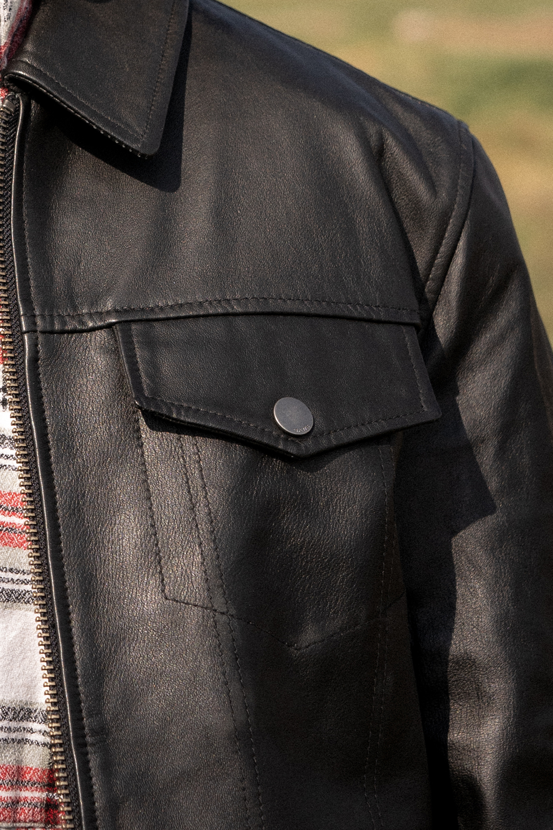 Men’s Black Durango Trucker Leather Jacket Frye For Sale