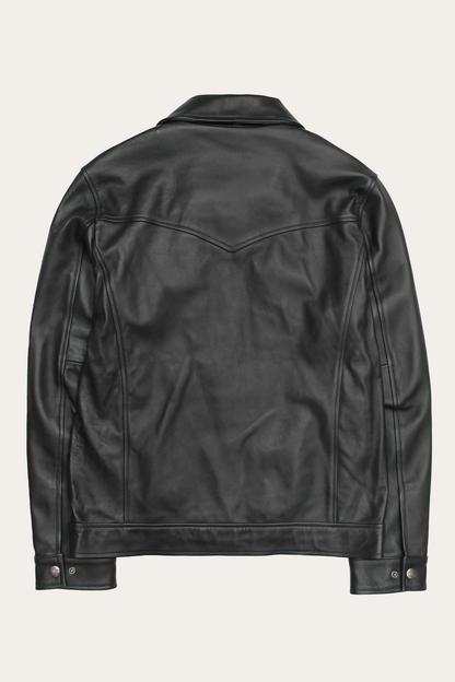 Men’s Black Durango Trucker Leather Jacket Frye For Sale