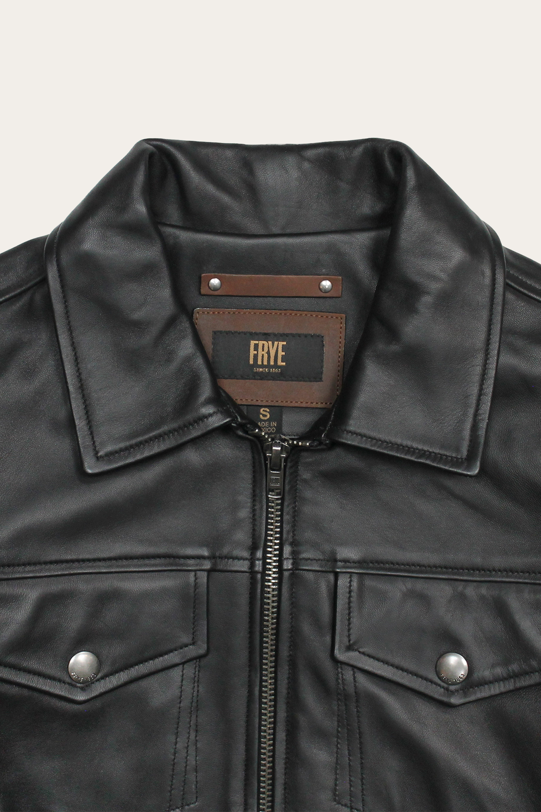 Men’s Black Durango Trucker Leather Jacket Frye For Sale