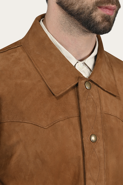 Men’s Middle Brown Judd Minimalist Suede Shacket Frye Outlet