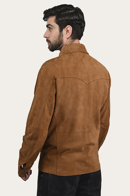 Men’s Middle Brown Judd Minimalist Suede Shacket Frye Outlet