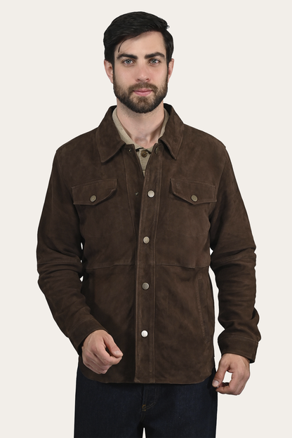 Men’s Dark Brown Authentic Suede Shacket Frye us