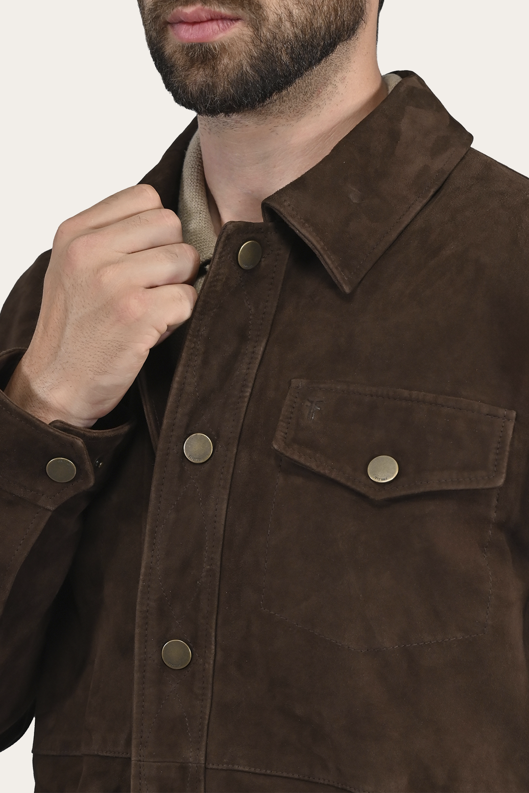 Men’s Dark Brown Authentic Suede Shacket Frye us