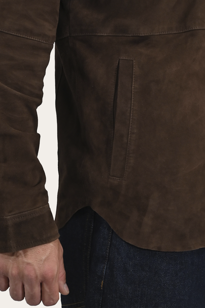 Men’s Dark Brown Authentic Suede Shacket Frye us