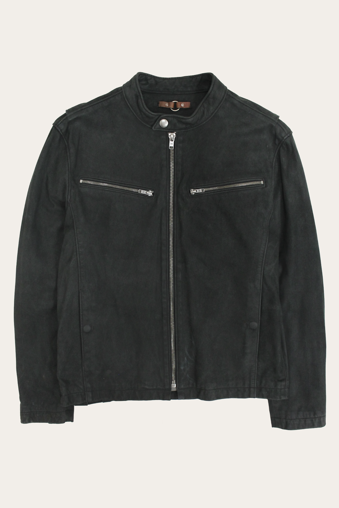 Men’s Black Cattleman Vintage Cafe Racer Leather Jacket Frye USA
