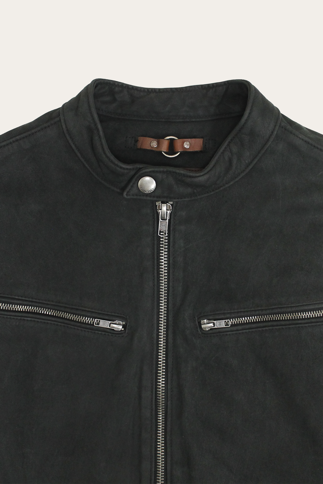Men’s Black Cattleman Vintage Cafe Racer Leather Jacket Frye USA