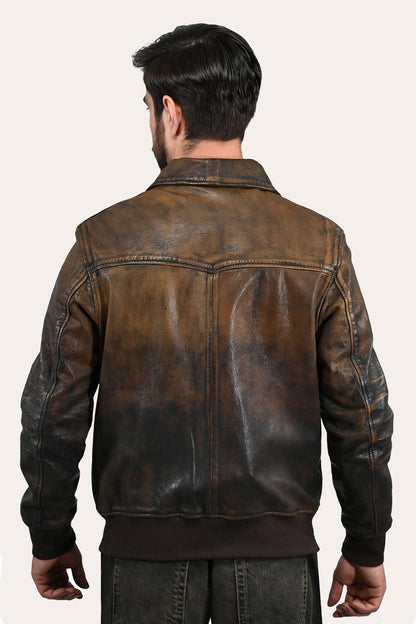 Men’s Brown Beige Nebraska Bomber Leather Jacket Frye Near me