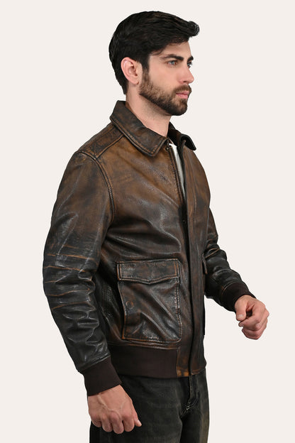 Men’s Brown Beige Nebraska Bomber Leather Jacket Frye Near me