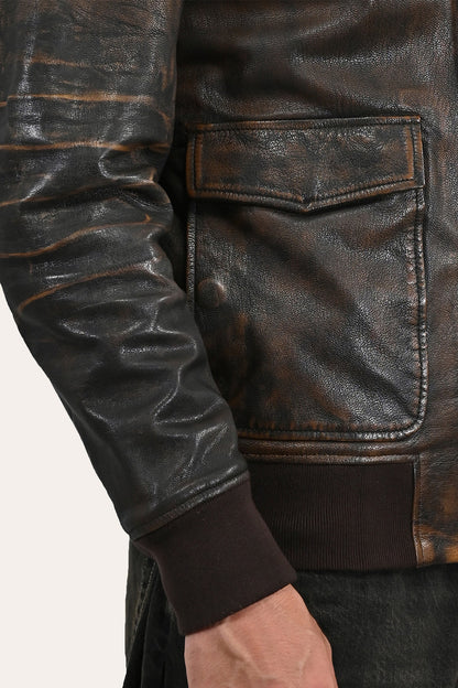 Men’s Brown Beige Nebraska Bomber Leather Jacket Frye Near me