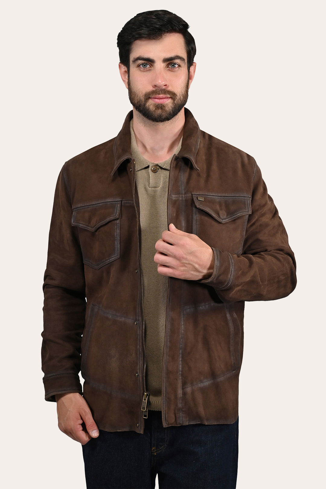 Men’s Dark Brown Brody Suede Shacket Frye