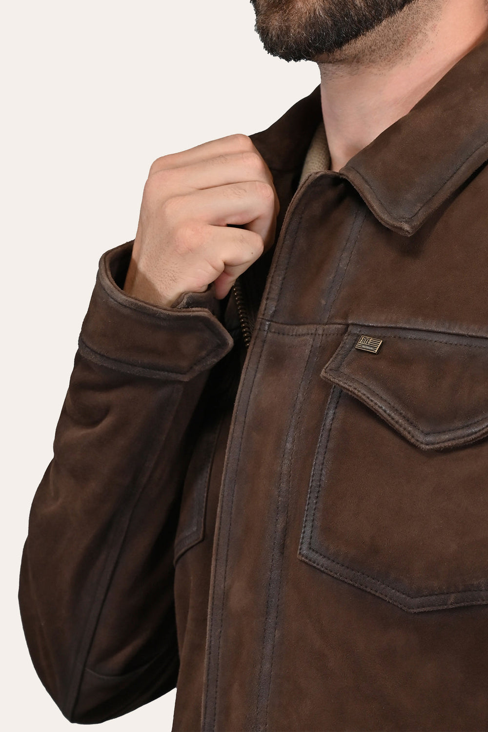 Men’s Dark Brown Brody Suede Shacket Frye
