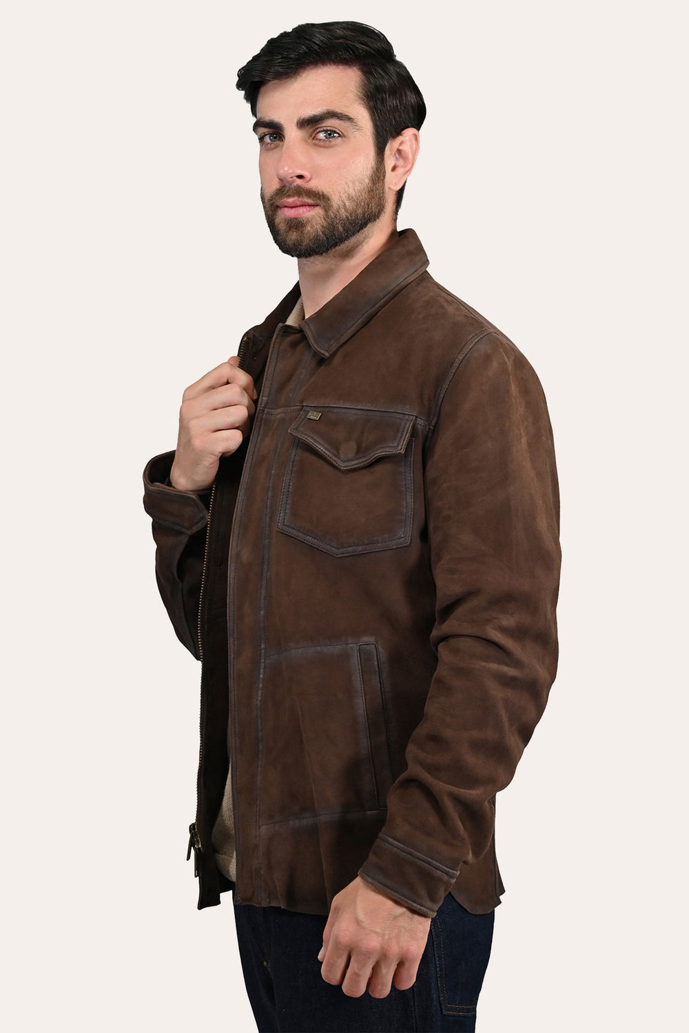 Men’s Dark Brown Brody Suede Shacket Frye
